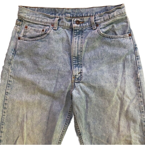 VTG Levis 554 Relaxed 90s Jeans Mens 34x32 Baggy Wide Leg Light Wash USA Made - Picture 3 of 13